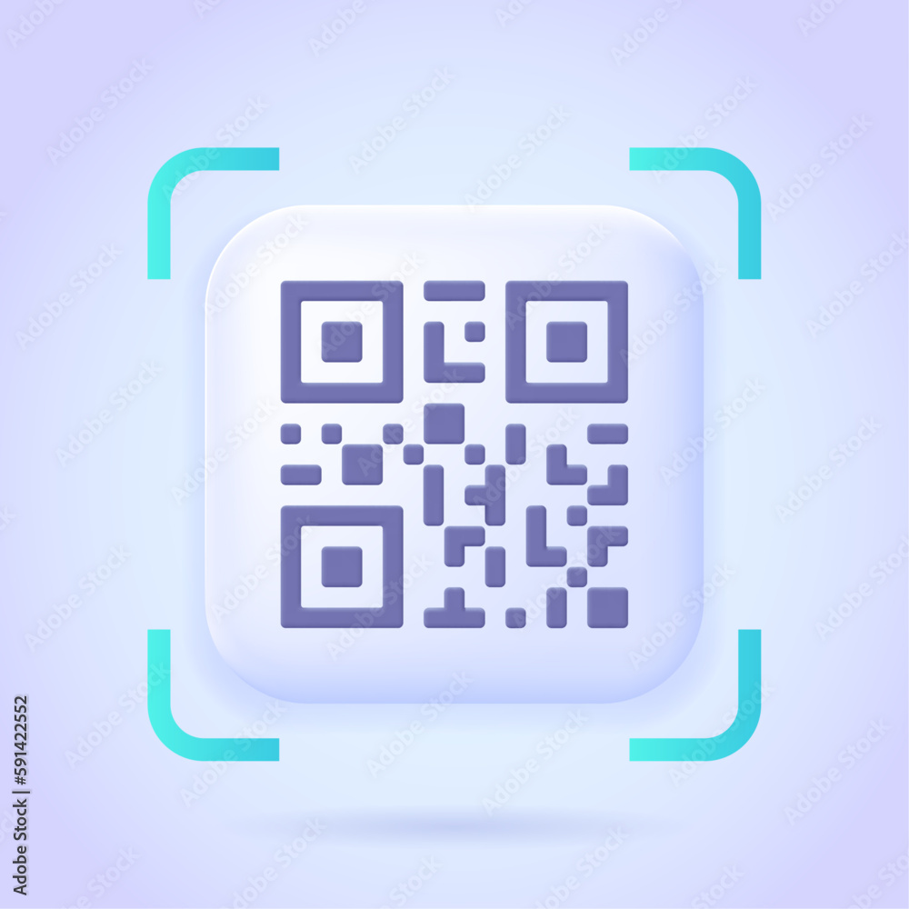 Qr code scan. Three dimensional design concept for landing page. 3d vector illustration for website, banner, hero image. Qr code scan. Three dimensional design concept for landing page. 3d vector illustration for website, banner, hero image.