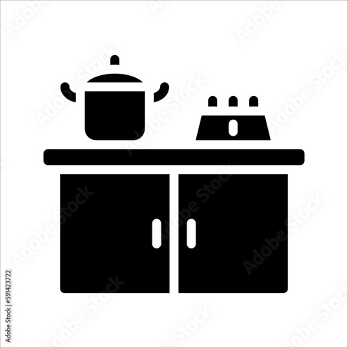 Billede på lærred Kitchen furniture icon in flat style, Cooking room business concept, vector illu