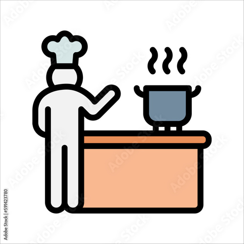 Kitchen icon, Chef Cook Dish Dinner, Vector Illustration of restaurant isolated on white background
