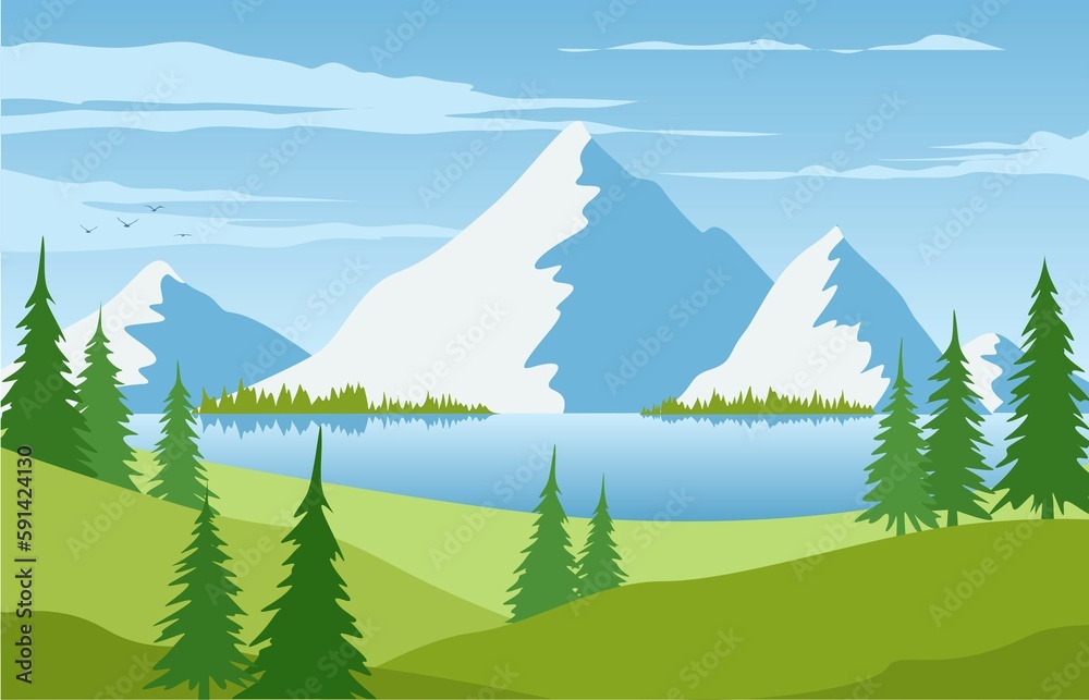 Fototapeta premium landscape with mountains and trees