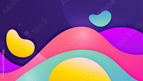 Wave abstract papercut style colorful design background © Roisa