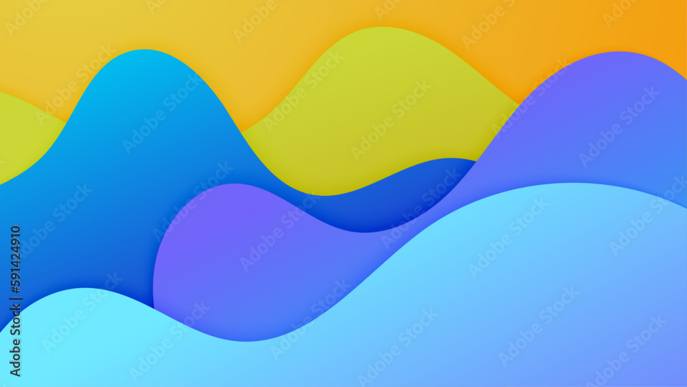 Fototapeta premium Wave abstract papercut style colorful design background