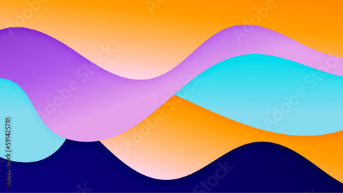 Wave abstract papercut style colorful design background