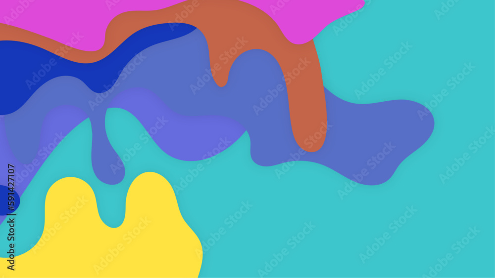 Wave abstract papercut style colorful design background