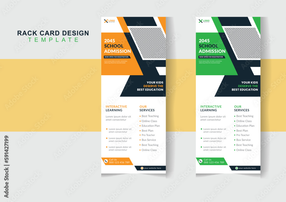 School admission dl flyer or modern rack card admission design template