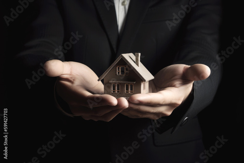 Hand hold house   Generative ai