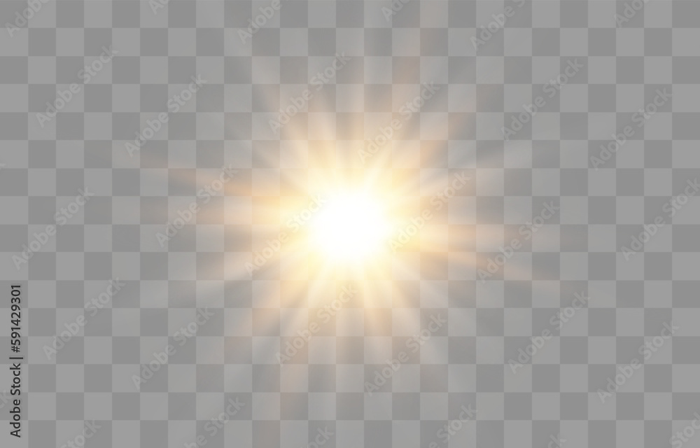 Vector transparent sunlight, special flash light effect. Glow light ...