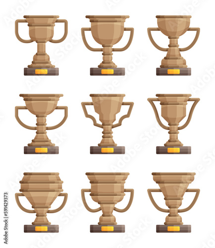 Collection de trophées en bronze. Coupes de la victoire en bronze.