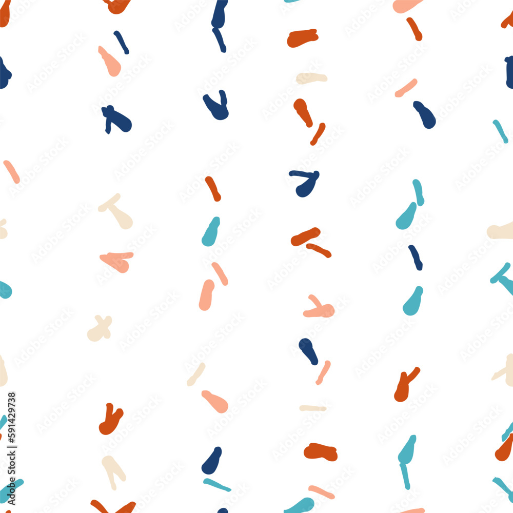 Vector organic seamless abstract background, party confetti pattern. Colorful pastel colored mosaic of simple shapes on white background. Vector organic seamless abstract background, party confetti pattern. Colorful pastel colored mosaic of simple shapes on white background.