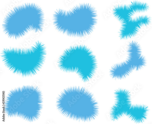 Vector set of blue fur. Isolated on a white background.