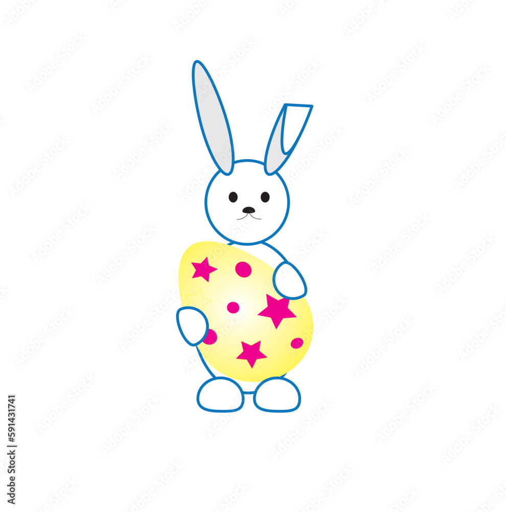 Cute Easter bunny with a beautiful Easter egg. Cute Easter bunny with a beautiful Easter egg.