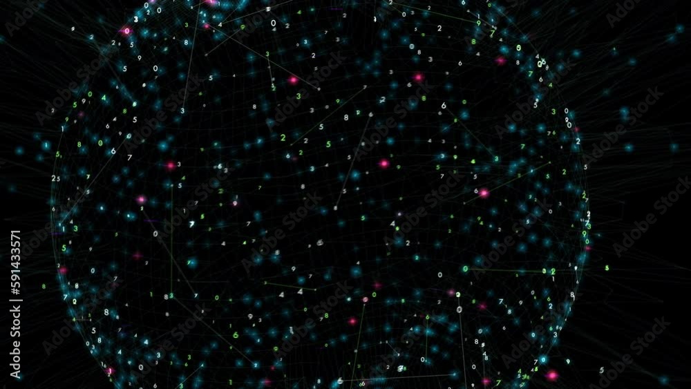 custom made wallpaper toronto digitalAbstract rotating futuristic technological globe made of numbers.  Digital network grid. Big data, artificial intelligence, global business and technology, the internet of things, cyberspace concepts.