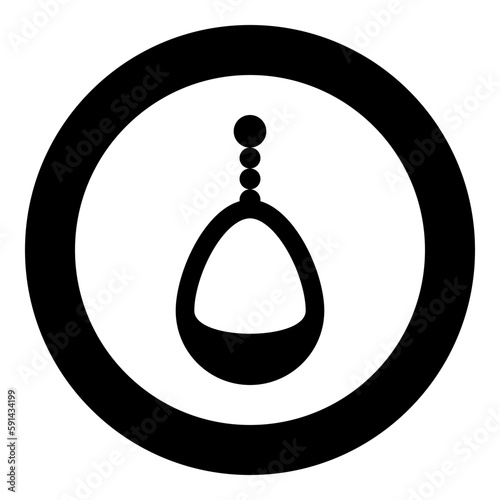 Ear-ring jewelry pendant earrings luxury bijou precious stone bijouterie adornment embellishment icon in circle round black color vector illustration image solid outline style