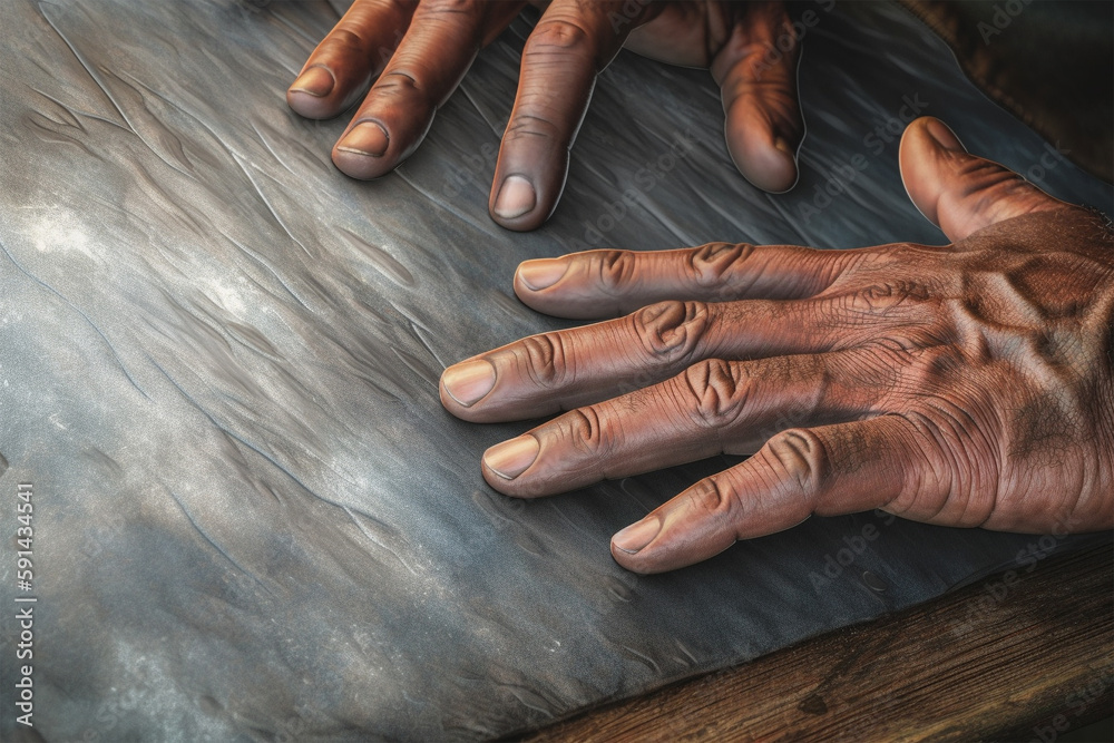 Fototapeta premium hands of a old person on a table