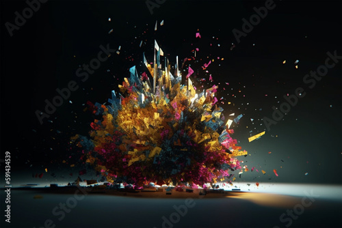 Micro colorful firework explosion