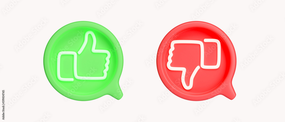3d Neon button like and dislike. Set of different gestures icons. Social media feedback. icon isolated on white background. 3d rendering illustration. Clipping path. 3d Neon button like and dislike. Set of different gestures icons. Social media feedback. icon isolated on white background. 3d rendering illustration. Clipping path.