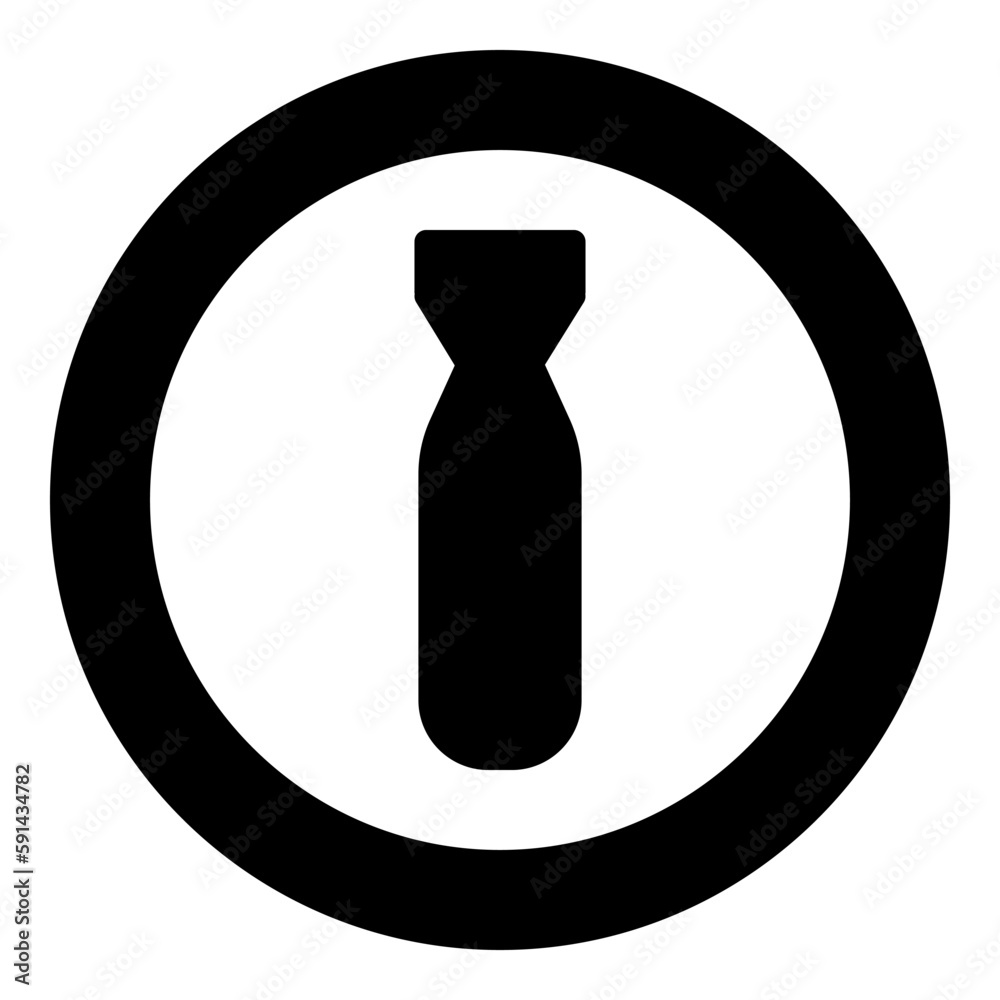 Bomb air icon in circle round black color vector illustration image solid outline style Bomb air icon in circle round black color vector illustration image solid outline style