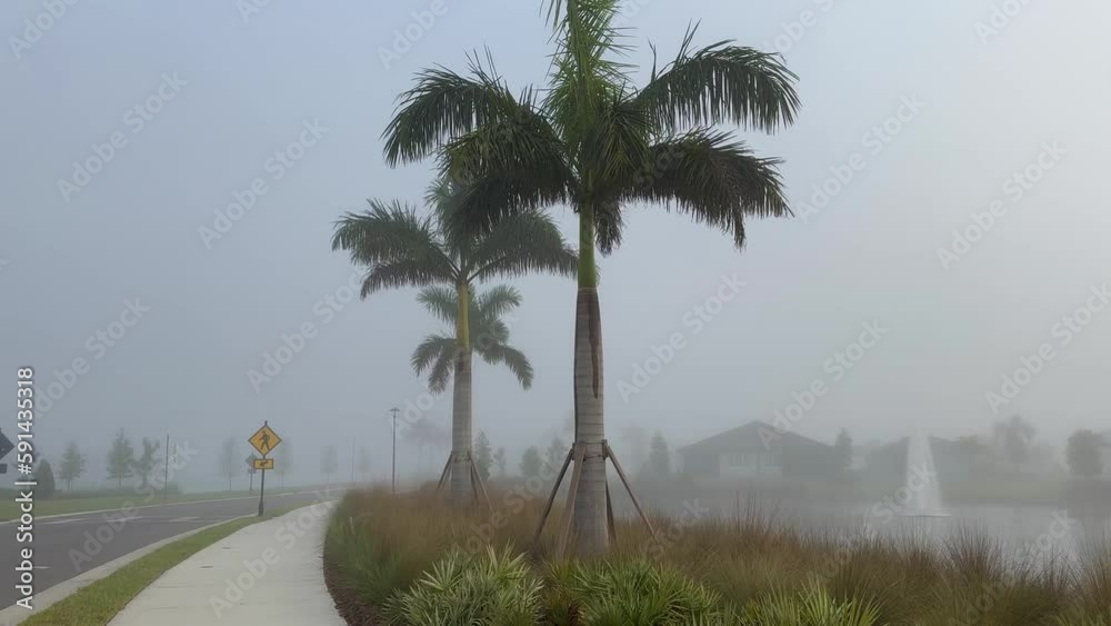 Misty palms and pines by a Florida Misty palms and pines by a Florida