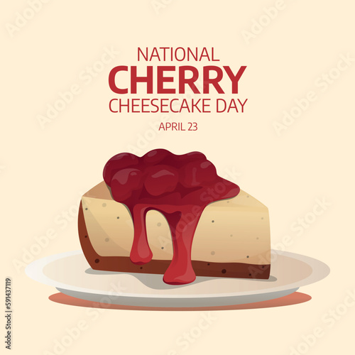 national cherry cheesecake day. cheesecake vector illustration. cheesecake and cherry vector design.