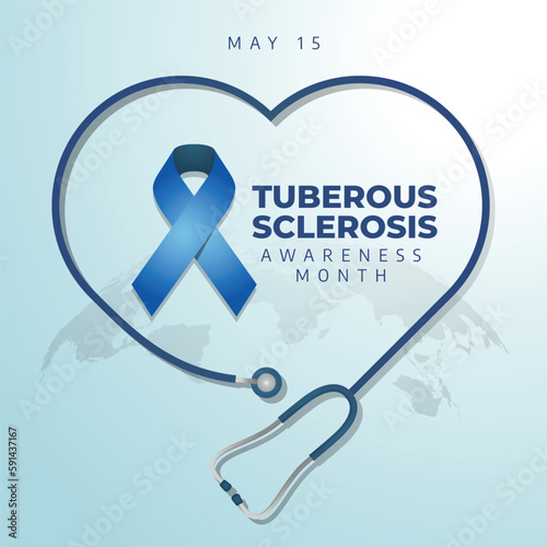 tuberous sclerosis awareness month design for celebration. blue ribbon of tuberous sclerosis awareness month. blue ribbon design illustration.