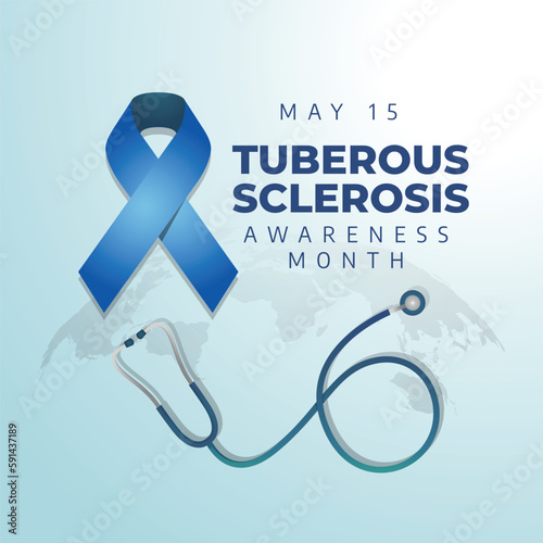 tuberous sclerosis awareness month design for celebration. blue ribbon of tuberous sclerosis awareness month. blue ribbon design illustration.