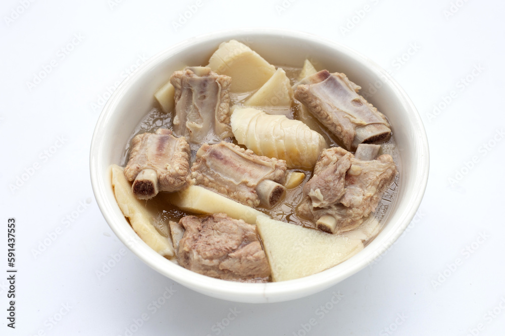 Fresh bamboo shoots with pork ribs soup Fresh bamboo shoots with pork ribs soup