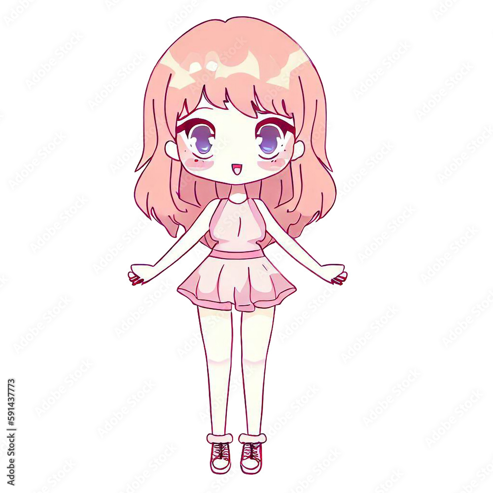 girl in pink anime kawaii