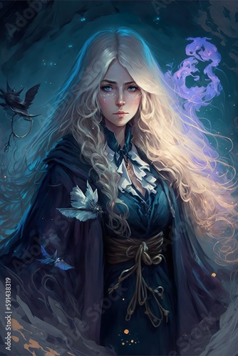 Fantasy girl in magic forest, Generative KI