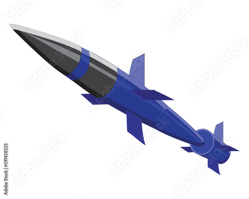 cartoon caricature vector design of a bullet or combat rocket in blue and black which is usually used to fight as ammunition in helicopters or tanks that can cause a large bomb explosion