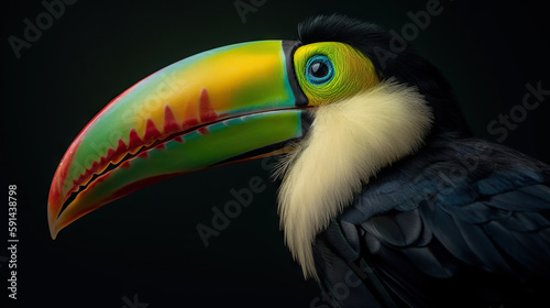 Keel-billed Toucan portrait in nature. Generative AI © AngrySun