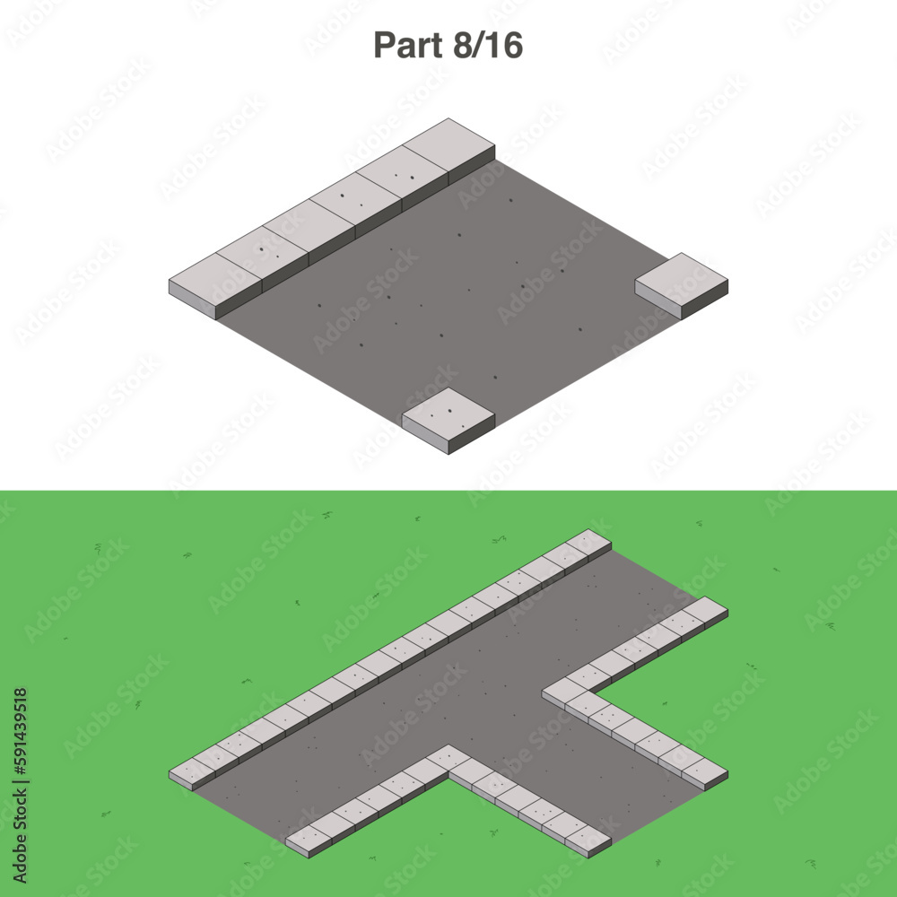 Isometric road street pavement element, 3d city roads, elements for games and web sites. Game development conceptual illustration design. Part 8 of 16. Isometric road street pavement element, 3d city roads, elements for games and web sites. Game development conceptual illustration design. Part 8 of 16.