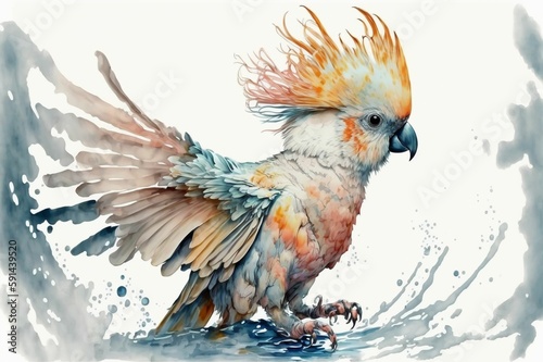 an image of watercolor painting of a colorful bird and the colors of feathers appear © Yogi Art/Wirestock Creators