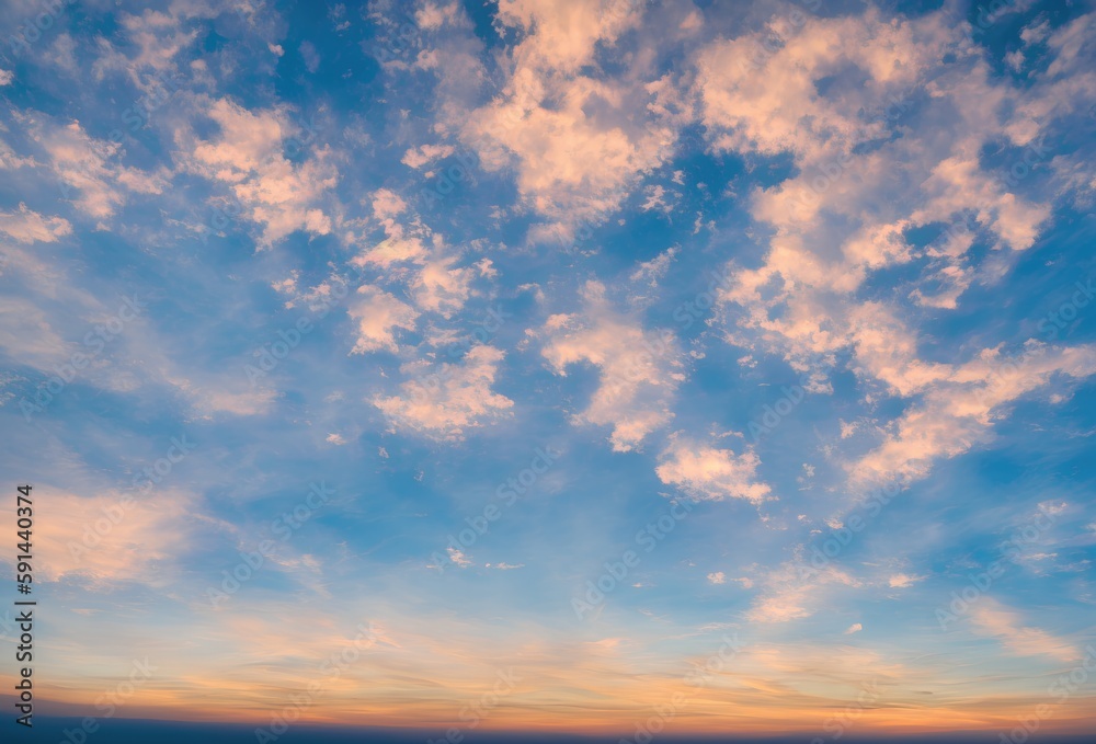 Fototapeta premium The Sky's Ode to Evening: A Sunset of Tranquil Splendor, Sky replacement - Generative AI technology