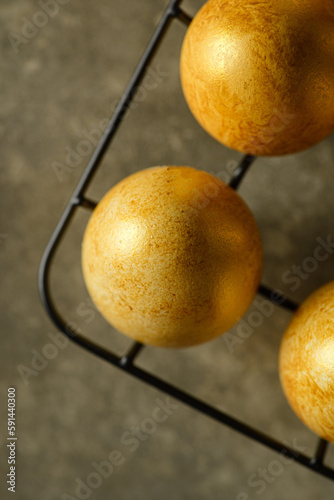 painted golden eggs for easter