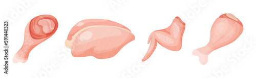 Chicken Meat Part as Farm Fresh Product Vector Set