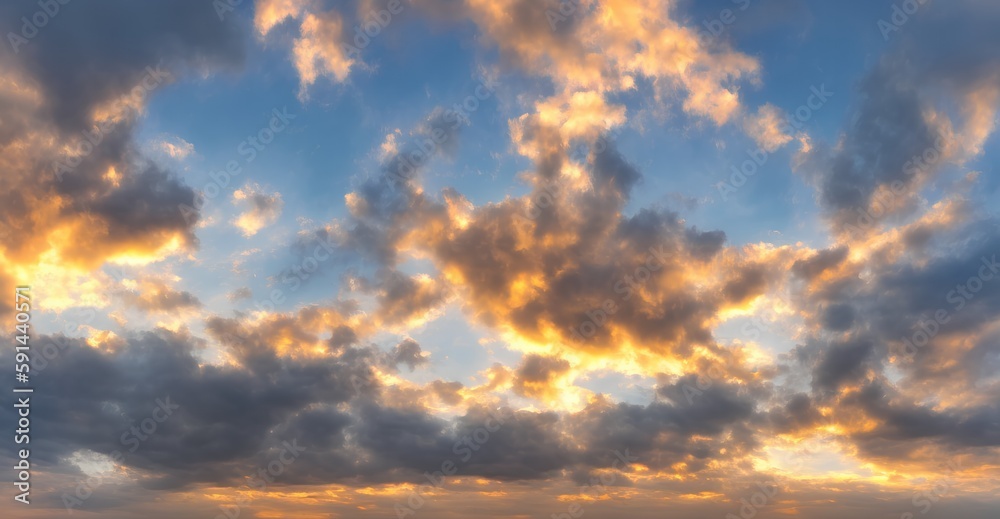 Radiant Sunlit Clouds Bring Warmth to the Sky, Sky replacement - Generative AI technology