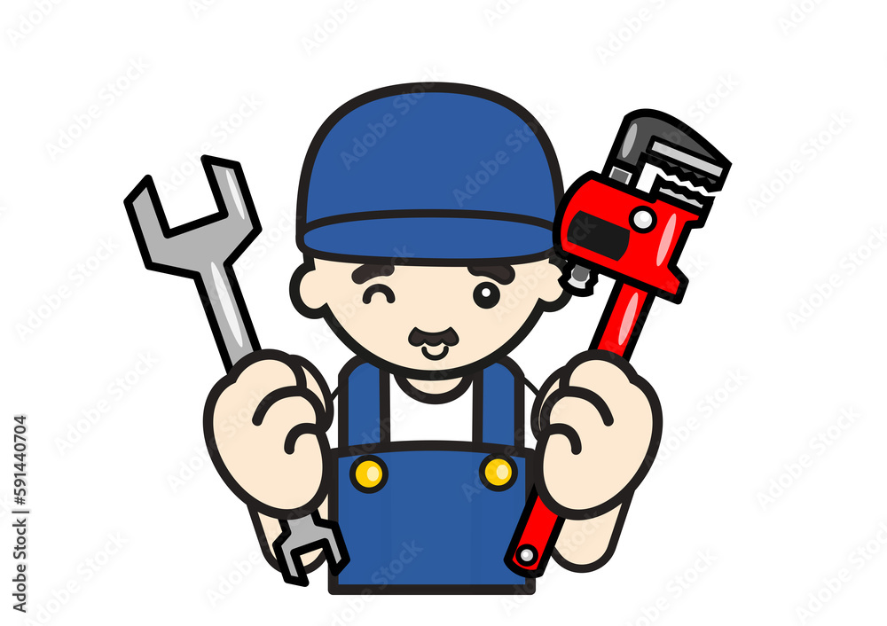 工具を持った整備士のイラスト 工具を持った整備士のイラスト