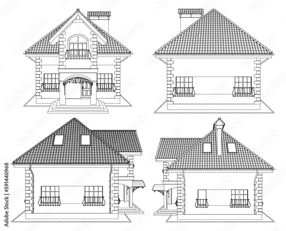 Residential Family House Vector. Illustration Isolated On White Background. A vector illustration Of A Family House. 