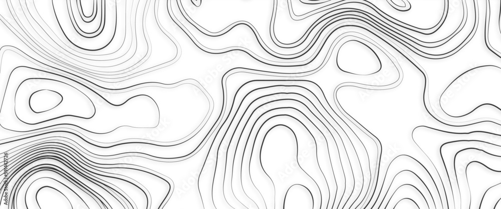 Topographic map and landscape terrain texture grid, abstract white topography vector background, modern design with White background with topographic wavy pattern design.	