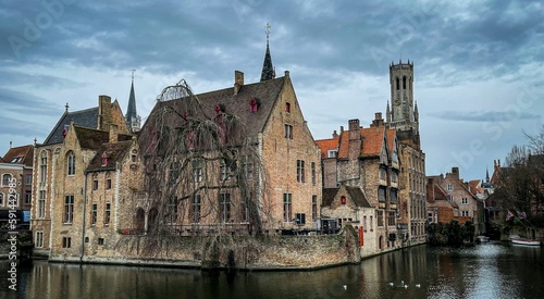 Canal surrounded by buildings in Bruges