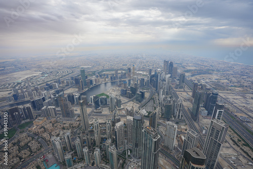 Dubai. view from the Burj Kalifa building. aerial photography.