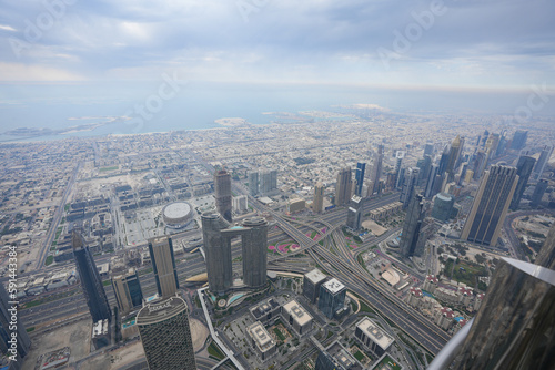 Dubai. view from the Burj Kalifa building. aerial photography. © samy
