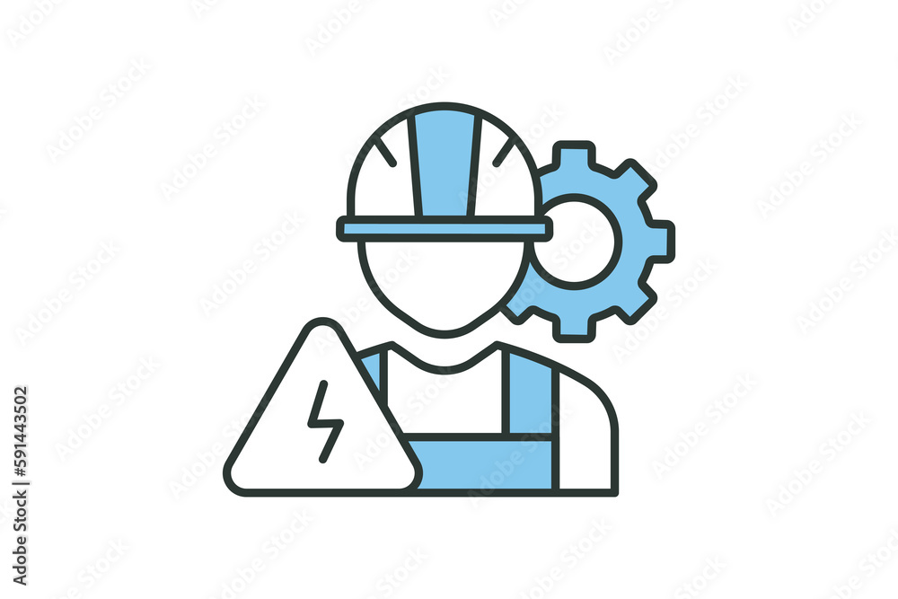 Electrical engineering icon illustration. electrical worker, icon related to industry, manufacturing. Two tone icon style. Simple vector design editable Electrical engineering icon illustration. electrical worker, icon related to industry, manufacturing. Two tone icon style. Simple vector design editable