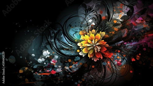 arrière plan floral, illustration graphique de fleur et de motifs végétaux. illustration ia générative
