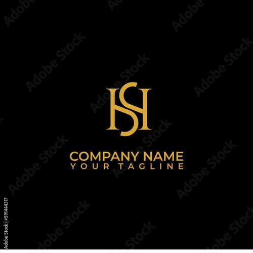Modern trendy minimal monogram HS SH H S golden color initial based letter icon logo.