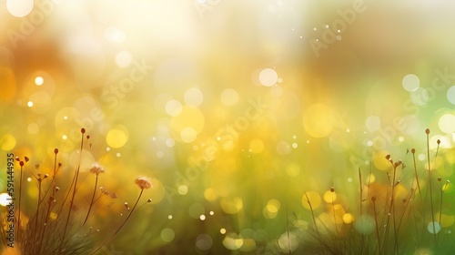 Beautiful meadow and sky spring sunrise background, Generative AI