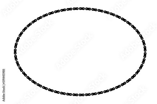 Ellipse border made of bicycle chain and tools and chain rings