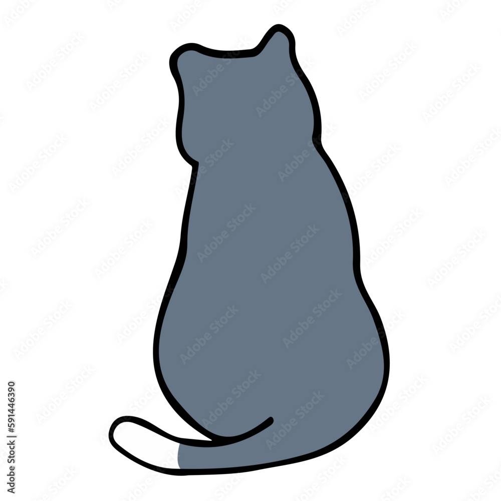 A cat in an outline style character design and a flat design style minimal vector illustration. A cat in an outline style character design and a flat design style minimal vector illustration.