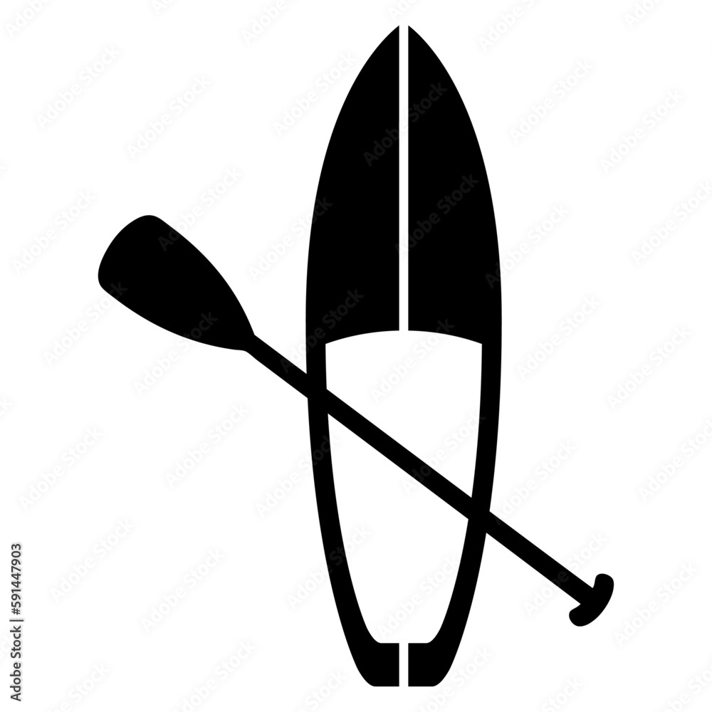 Logo club de paddle surf. Silueta de tabla de paddle surf con remo ...