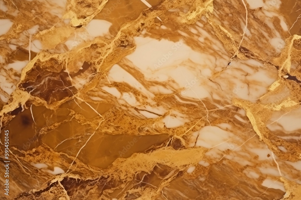 Gold color marble stone close up texture, generative ai
